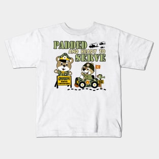 PADDED AND READY TO SERVE ABDL Baby Bear Military Kids T-Shirt